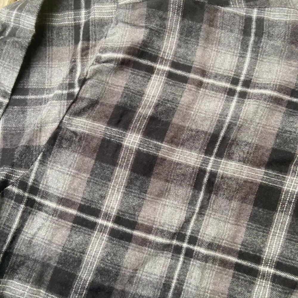 ** VINTAGE PTOWNCRAFT BUTTON DOWN PLAID FLANNEL NWT Black White Gray XL - Picture 9 of 10